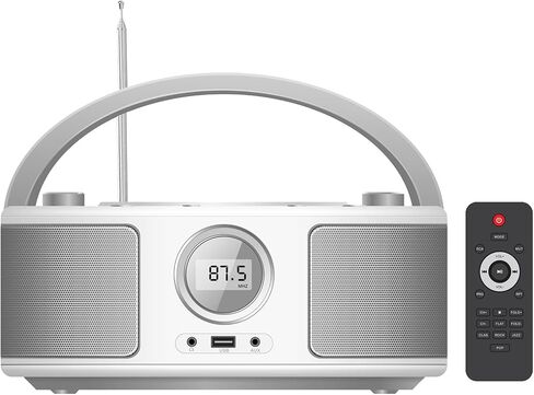 Portable CD Player Boombox with Bluetooth, Remote Control, FM Radio, USB MP3 Playback, CD-R/CD-RW Compatible, Radio CD Player,AC/Battery Powered in Saudi Arabia