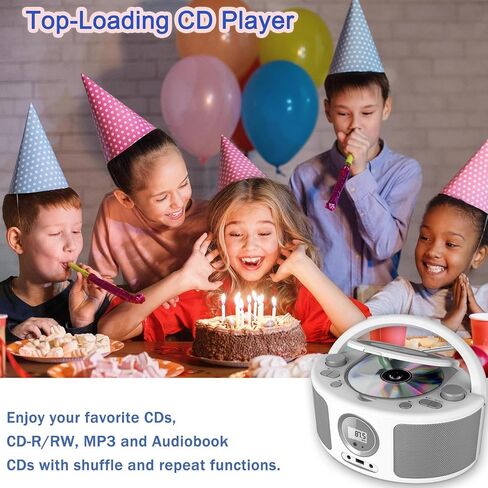 Portable CD Player Boombox with Bluetooth, Remote Control, FM Radio, USB MP3 Playback, CD-R/CD-RW Compatible, Radio CD Player,AC/Battery Powered in Saudi Arabia