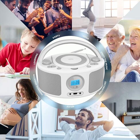 Portable CD Player Boombox with Bluetooth, Remote Control, FM Radio, USB MP3 Playback, CD-R/CD-RW Compatible, Radio CD Player,AC/Battery Powered in Saudi Arabia