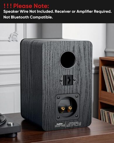 Saiyin 5.25" Woofer Passive Speaker, 50W x 2, 20mm Silk Dome Tweeter, 4 Ohm | Stereo Speakers with Enhanced Vocal Clarity, Passive Bookshelf Speakers for Home Audio, Receiver or Amplifier Required in Saudi Arabia