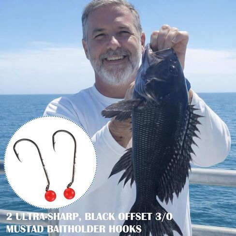 12 Pcs Sea Bass High Low Rigs Fishing Saltwater Surf Fishing Rigs Size 3/0 Bait Hook 60lb Heavy Duty 80lb Swivel Sinker Loop with Bait Beads for Fluke Porgy Snapper Croaker Trout Tautog Spot Pompano in Saudi Arabia
