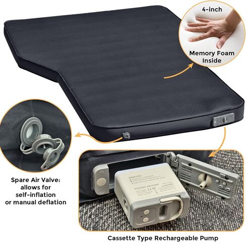 Hybrid Air Foam SUV Mattress with Built-in Pump, Fits Tesla Model Y Juniper | 4-inch Memory Foam Core, 80w 5.5KPa Built-in Rechargeable Air Pump, TPU Air-tight Layer, 75D Wear-resistant Bottom Fabric in Saudi Arabia