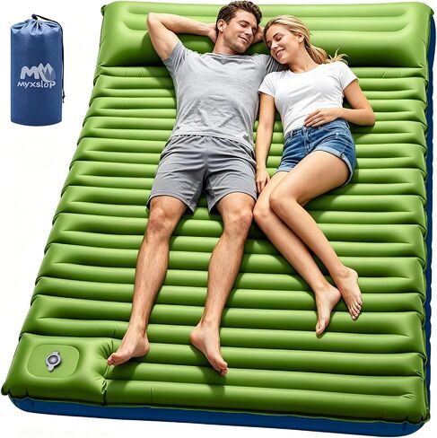 Double Sleeping Pad for Camping, 6" Extra-Thick Reinforced 2 Person Inflatable Camping Sleeping Pad, Inflatable Sleeping Mat with Built-in Foot Pump, for Tent, Backpacking, Hiking & Outdoor Gear in Saudi Arabia
