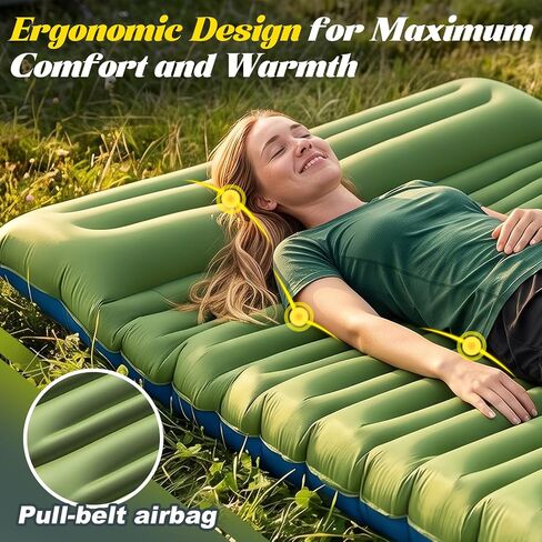 Double Sleeping Pad for Camping, 6" Extra-Thick Reinforced 2 Person Inflatable Camping Sleeping Pad, Inflatable Sleeping Mat with Built-in Foot Pump, for Tent, Backpacking, Hiking & Outdoor Gear in Saudi Arabia