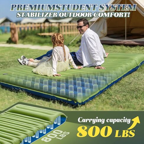 Double Sleeping Pad for Camping, 6" Extra-Thick Reinforced 2 Person Inflatable Camping Sleeping Pad, Inflatable Sleeping Mat with Built-in Foot Pump, for Tent, Backpacking, Hiking & Outdoor Gear in Saudi Arabia