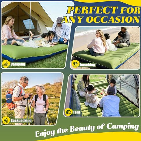 Double Sleeping Pad for Camping, 6" Extra-Thick Reinforced 2 Person Inflatable Camping Sleeping Pad, Inflatable Sleeping Mat with Built-in Foot Pump, for Tent, Backpacking, Hiking & Outdoor Gear in Saudi Arabia