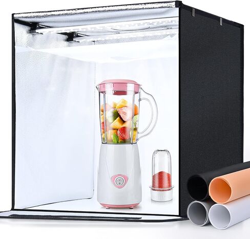 Yesker Photo Light Box, 20x20x20 inch Portable Lighting Tent Kit Brightness Adjustable Studio Photography Booth with 98 Large LED Lights CRI95+ with 4 Background for Large Items Shooting in Saudi Arabia