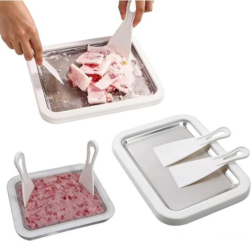Rolled Ice Cream Kit, At-Home Rolled Ice Cream Maker with 2 Scrapers, DIY Instant Freeze Plate for Yogurt, Fruity Sorbet in Saudi Arabia
