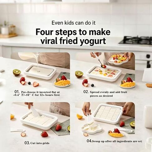 Rolled Ice Cream Kit, At-Home Rolled Ice Cream Maker with 2 Scrapers, DIY Instant Freeze Plate for Yogurt, Fruity Sorbet in Saudi Arabia