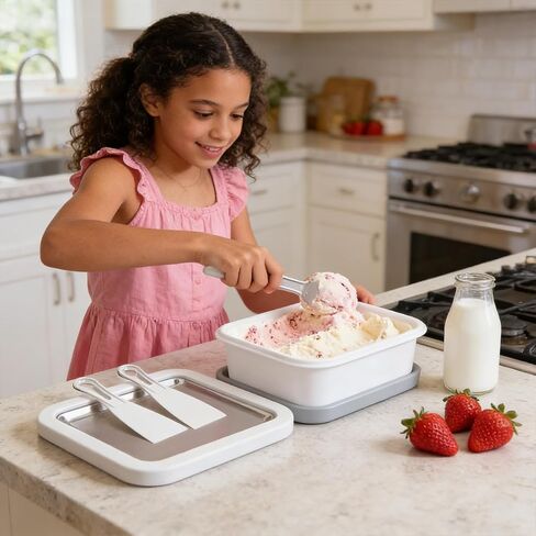 Rolled Ice Cream Kit, At-Home Rolled Ice Cream Maker with 2 Scrapers, DIY Instant Freeze Plate for Yogurt, Fruity Sorbet in Saudi Arabia