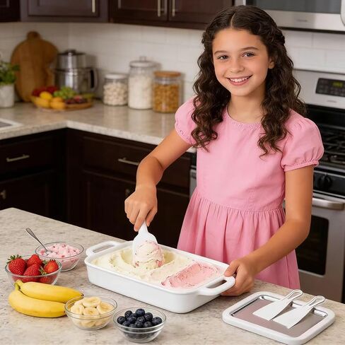 Rolled Ice Cream Kit, At-Home Rolled Ice Cream Maker with 2 Scrapers, DIY Instant Freeze Plate for Yogurt, Fruity Sorbet in Saudi Arabia