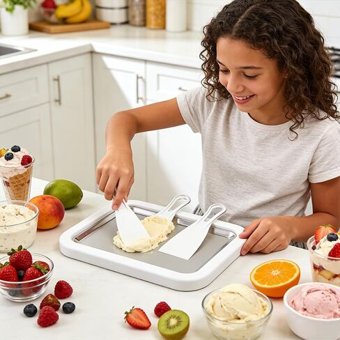 Rolled Ice Cream Kit, At-Home Rolled Ice Cream Maker with 2 Scrapers, DIY Instant Freeze Plate for Yogurt, Fruity Sorbet in Saudi Arabia
