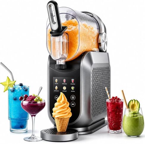 FAB&DELUXE Slushie Machine & Soft Serve Ice Cream Maker for Home, 2.6L/88oz | No Ice Needed, 6 Presets, Rapid Chill, Self-Cleaning, Frozen Drink Machine for Ice Cream, Margaritas, Frappés, Milk Shake in Saudi Arabia