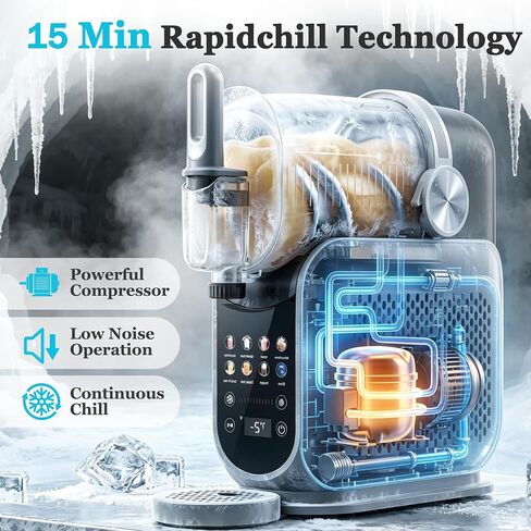 FAB&DELUXE Slushie Machine & Soft Serve Ice Cream Maker for Home, 2.6L/88oz | No Ice Needed, 6 Presets, Rapid Chill, Self-Cleaning, Frozen Drink Machine for Ice Cream, Margaritas, Frappés, Milk Shake in Saudi Arabia