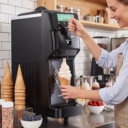 Commercial Soft Serve Ice Cream Maker Machine 3.5 Gal/H Output | 5" Touch Screen, Auto-Clean & Pre-Cool, Stainless 6L Hopper for Café Restaurant & dessert shops in Saudi Arabia