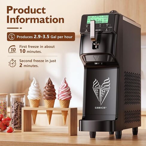 Commercial Soft Serve Ice Cream Maker Machine 3.5 Gal/H Output | 5" Touch Screen, Auto-Clean & Pre-Cool, Stainless 6L Hopper for Café Restaurant & dessert shops in Saudi Arabia