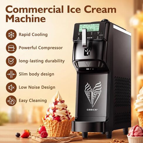 Commercial Soft Serve Ice Cream Maker Machine 3.5 Gal/H Output | 5" Touch Screen, Auto-Clean & Pre-Cool, Stainless 6L Hopper for Café Restaurant & dessert shops in Saudi Arabia