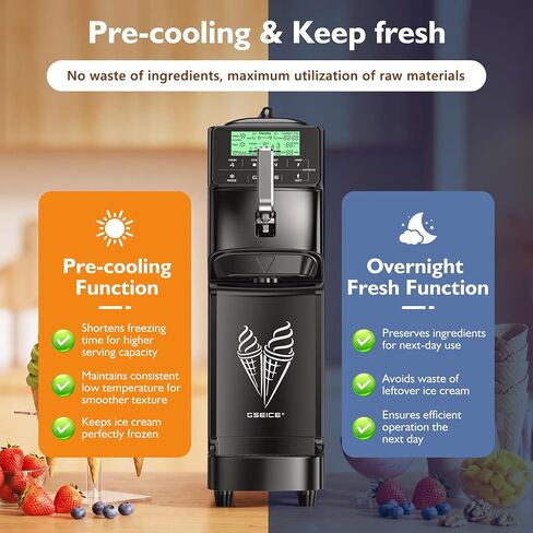Commercial Soft Serve Ice Cream Maker Machine 3.5 Gal/H Output | 5" Touch Screen, Auto-Clean & Pre-Cool, Stainless 6L Hopper for Café Restaurant & dessert shops in Saudi Arabia
