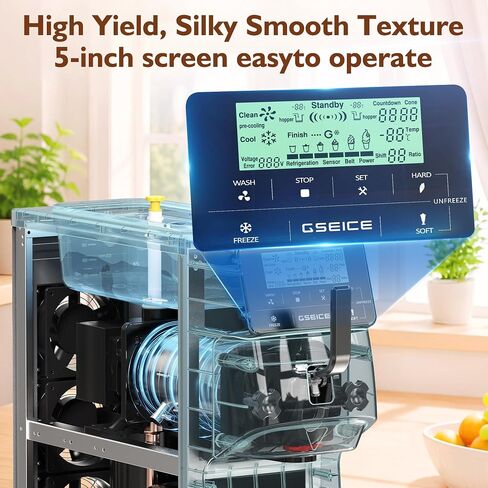 Commercial Soft Serve Ice Cream Maker Machine 3.5 Gal/H Output | 5" Touch Screen, Auto-Clean & Pre-Cool, Stainless 6L Hopper for Café Restaurant & dessert shops in Saudi Arabia