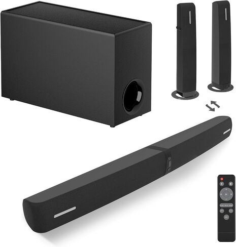 Sound Bar with Subwoofer, 110W Sound Bar for Smart TV with Adjustable Deep Bass & Volume Boost & 3 Equalizer Modes, Bluetooth/ARC/Opt/AUX, Detachable Soundbar for TV/PC/Gaming/Projectors in Kuwait
