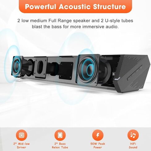 Bestisan Sound Bars for TV, 16'/50W Small Soundbar for TV, Sound Bar with Depths Sound Enhanced/DSP/Bass+/3EQ, Surround Sound Speakers for TV Works with HDMI ARC/CEC,Optical/BT/PC … in Saudi Arabia