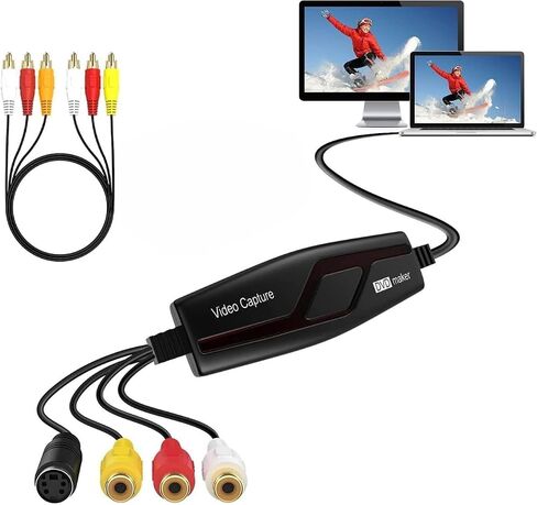 VHS to Digital Converter,Video Capture Card Device,VHS VCR Hi8 Mini DV to Mac Digital Converter,RCA to USB Video Converter for PC TV Tape Player Camcorder,MAC Windows Vista Compatible in Kuwait