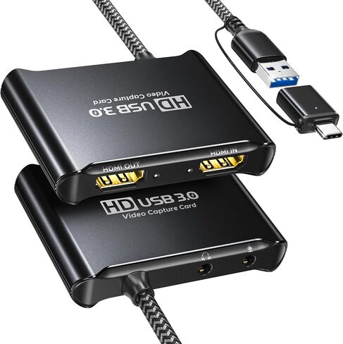 Bytewave USB 3.0 Video Capture Card for Streaming, 1080P 60Hz HDMI Video Recording with 4K30 Pass-Through, Plug & Play Cam Link Aluminum Low Latency Type-C Device for Nintendo Switch 2, PS5, Xbox, OBS in Saudi Arabia