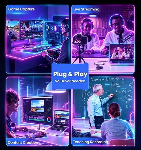 Bytewave USB 3.0 Video Capture Card for Streaming, 1080P 60Hz HDMI Video Recording with 4K30 Pass-Through, Plug & Play Cam Link Aluminum Low Latency Type-C Device for Nintendo Switch 2, PS5, Xbox, OBS in Saudi Arabia