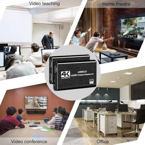 Video Capture Card, 4K HDMI Video Capture, USB 3.0 Game Capture Card, Video Capture Device Full HD 1080p 60FPS for Live Streaming, Work with PS4/PS5/Xbox/PC/Mac Linux Android Windows 10/11 in Kuwait