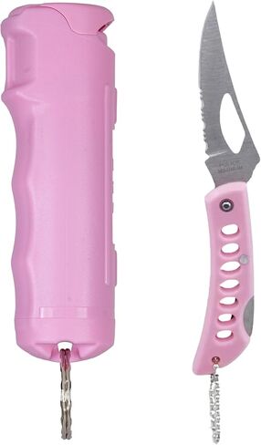Police Magnum Keychain Pepper Spray Combo Safety Kit- Maximum Heat Strength OC with Pink Pocket Knife Self Defense- Made in The USA- 1 Pack Soft Pink FT & PNK KNF in Saudi Arabia