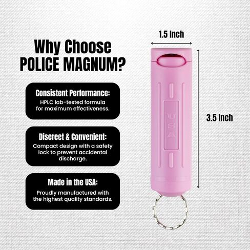 Police Magnum Keychain Pepper Spray Combo Safety Kit- Maximum Heat Strength OC with Pink Pocket Knife Self Defense- Made in The USA- 1 Pack Soft Pink FT & PNK KNF in Saudi Arabia
