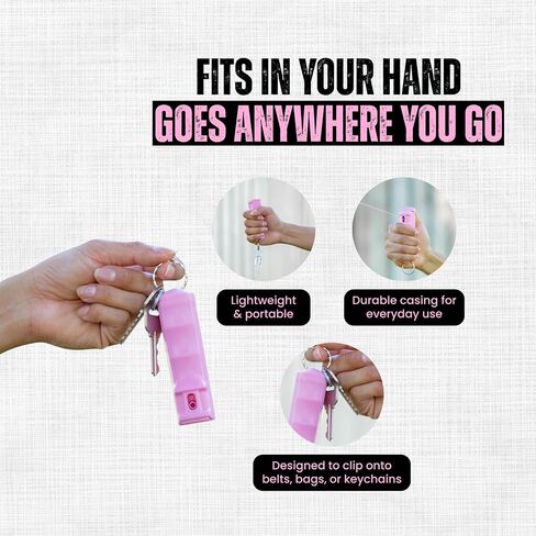 Police Magnum Keychain Pepper Spray Combo Safety Kit- Maximum Heat Strength OC with Pink Pocket Knife Self Defense- Made in The USA- 1 Pack Soft Pink FT & PNK KNF in Saudi Arabia
