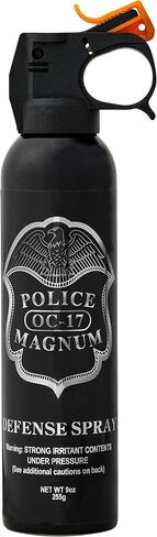 Police Magnum Large Pepper Spray Fogger Self Defense - Tactical Maximum Strength Security & Protection - Black Portable Fire Master Canister - Made in The USA - in Saudi Arabia