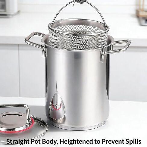 Joyeee Grease Container, 304 Stainless Steel Oil Filter Pot with Fry Basket, 118.35oz/3.5L Multi-Use Deep Fryer, Oil Storage Container & Cooking Pot, for Home, Tempura Chips, Fries, Fish, Chicken in Saudi Arabia