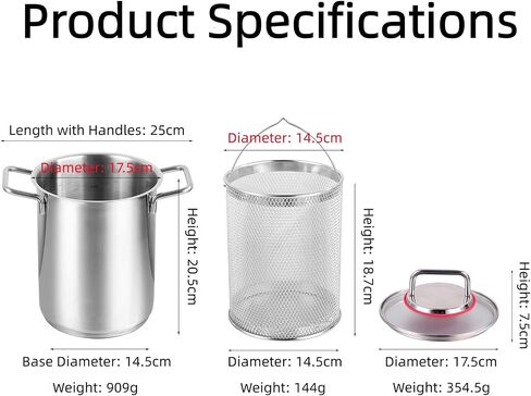 Joyeee Grease Container, 304 Stainless Steel Oil Filter Pot with Fry Basket, 118.35oz/3.5L Multi-Use Deep Fryer, Oil Storage Container & Cooking Pot, for Home, Tempura Chips, Fries, Fish, Chicken in Saudi Arabia