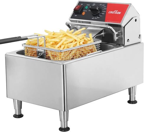 CROSSON ETL Listed 13Lbs Electric Deep Fryer Countertop with Easy-assembling Solid Basket,Removeable Oil Container for Restaurant Home Use-120V,1800W Commercial Deep Fryer in Saudi Arabia