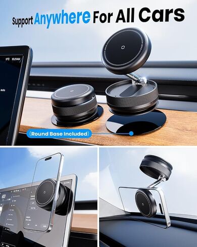 2026 Upgraded 360° Vacuum Magnetic Car Phone Holder for Magsafe [96+LBS Strongest Suction & 2800gf Strongest Magnetic], Adjustable Car Phone Mount for Your Car/Gym/Mirror/Shower for iPhone & Android in Saudi Arabia
