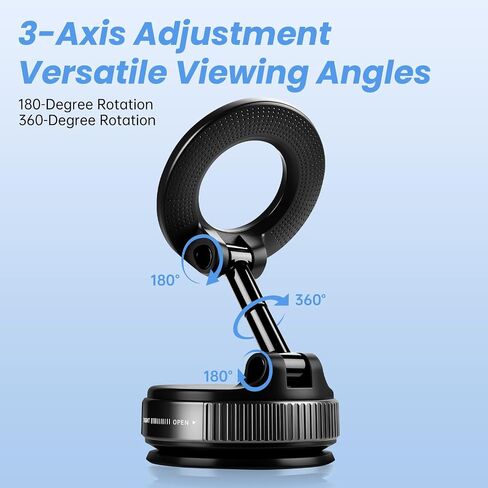 2026 Upgraded Vacuum Magnetic Car Phone Holder Mount [85 LBS Strongest Suction] 360° Adjustable Magnetic Phone Holder, Foldable Car Mount for All cellphones in Saudi Arabia