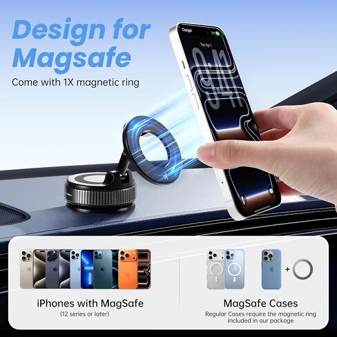 2026 Upgraded Vacuum Magnetic Car Phone Holder Mount [85 LBS Strongest Suction] 360° Adjustable Magnetic Phone Holder, Foldable Car Mount for All cellphones in Saudi Arabia