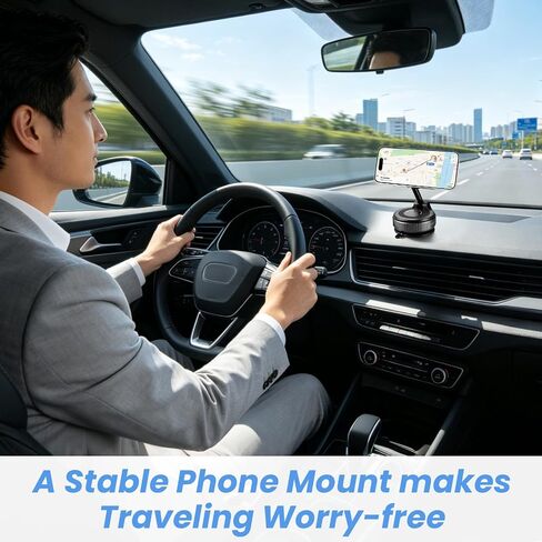 2026 Upgraded Vacuum Magnetic Car Phone Holder Mount [85 LBS Strongest Suction] 360° Adjustable Magnetic Phone Holder, Foldable Car Mount for All cellphones in Saudi Arabia