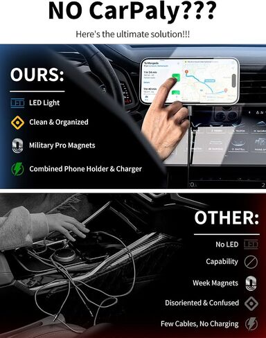 Mag Safe Car Mount Charger, 3 in 1 [LED RGB HandsFree] Wireless Car Charger | Strong Magnetic Phone Holders for Your Car- Fast Charging MagSafe Car Phone Monut Charger for iPhone 17/16/15/14/13/12 Series in Saudi Arabia