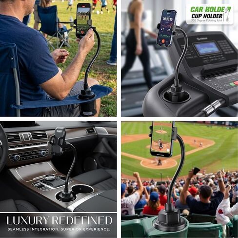 Cup Holder Phone Mount 15 Inch Adjustable Gooseneck Arm for Car | Adjustable long arm and stable cup holder base keep your phone secure, easy to reach, and clear to view while driving in Saudi Arabia
