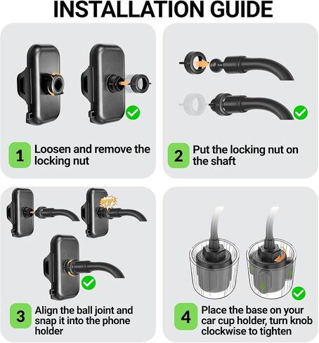 Cup Holder Phone Mount 15 Inch Adjustable Gooseneck Arm for Car | Adjustable long arm and stable cup holder base keep your phone secure, easy to reach, and clear to view while driving in Saudi Arabia