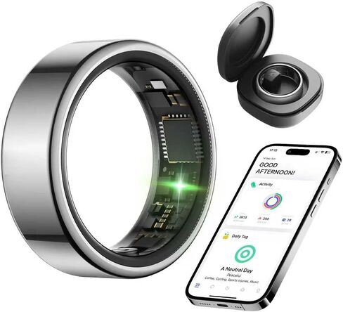 KIRAMA Smart Health Ring for Women Men Fitness Tracker with Heart Rate, Support Sleep Monitoring and Exercise Recording, IP68 Waterproof for iOS and Android, No APP Fee，Ultra-Thin Design (Silver, 10) in Saudi Arabia