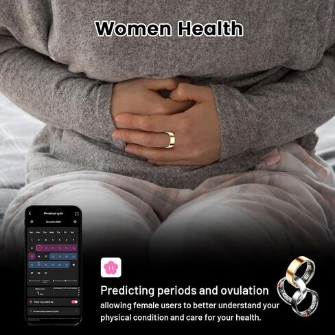 Mirlray Smart Ring for Women & Men, Smart Ring Health Tracker(Silver, 7) in Kuwait