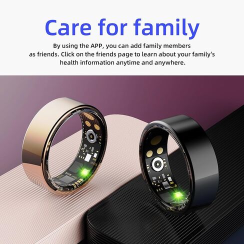 Smart Ring for Women & Men, Fitness Tracker with Heart Rate, Blood Oxygen, Blood Pressure, Sleep Monitoring, Step Counting, IP68 Waterproof for iPhone and Android Black 14 in Saudi Arabia