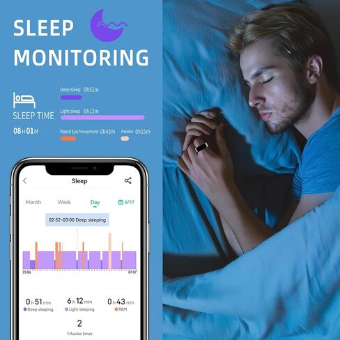 Smart Ring for Women & Men, Fitness Tracker with Heart Rate, Blood Oxygen, Blood Pressure, Sleep Monitoring, Step Counting, IP68 Waterproof for iPhone and Android Black 14 in Saudi Arabia