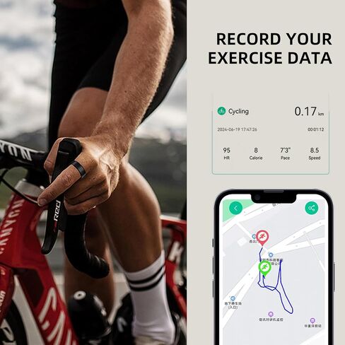 Smart Ring for Women & Men, Fitness Tracker with Heart Rate, Blood Oxygen, Blood Pressure, Sleep Monitoring, Step Counting, IP68 Waterproof for iPhone and Android Black 14 in Saudi Arabia