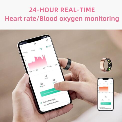 Smart Ring for Women & Men, Fitness Tracker with Heart Rate, Blood Oxygen, Blood Pressure, Sleep Monitoring, Step Counting, IP68 Waterproof for iPhone and Android Black 14 in Saudi Arabia