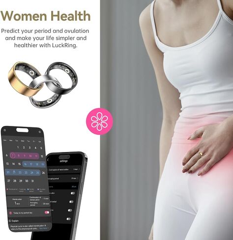 Smart Ring for Women & Men, Fitness Tracker with Heart Rate, Blood Oxygen, Sleep Monitoring, Long-Lasting Battery, IP68 Waterproof, Compatible with iPhone & Android (Gold, #7) in Saudi Arabia